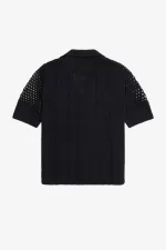 Fred Perry Open-Knit Button-Through Women’s Shirt Black | TJRNG7480
