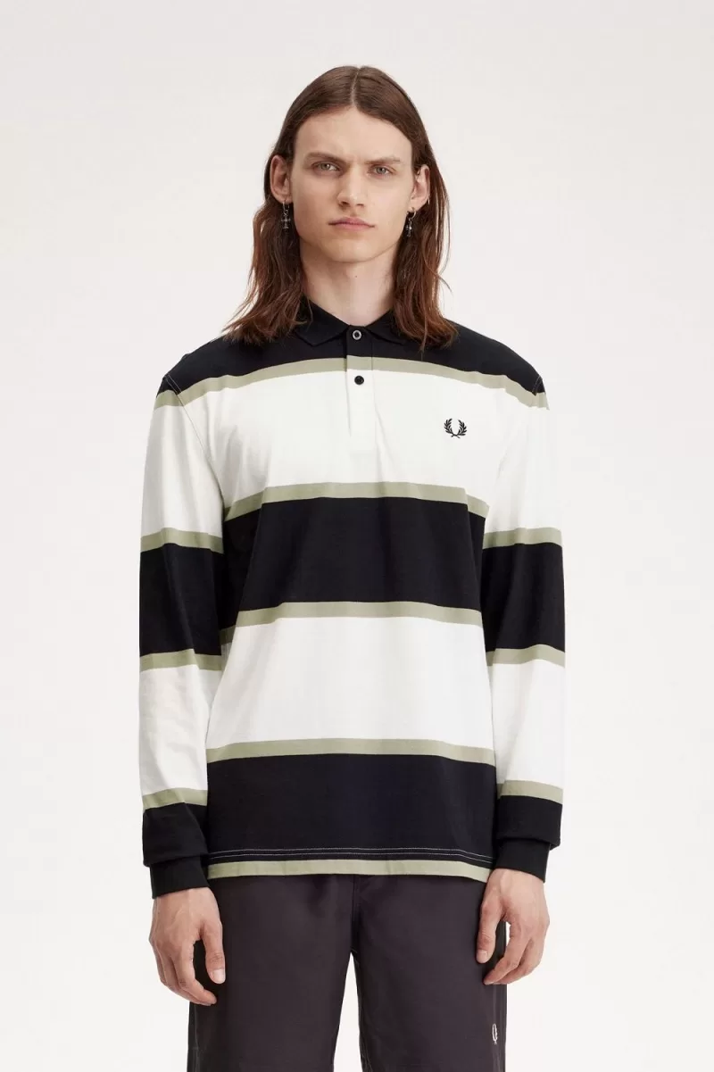 Fred Perry Relaxed Stripe Men’s Polo Shirt Snow White | BFGHY9528 Fred Perry Relaxed Stripe Men’s Polo Shirt Snow White | BFGHY9528