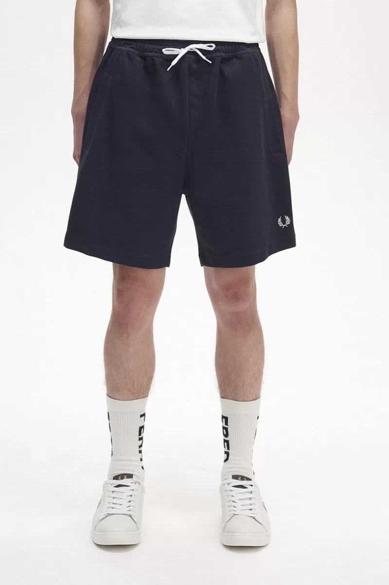 Fred Perry Reverse Tricot Mens Shorts Navy DHSUR0648 - Fred Perry Reverse Tricot Men's Shorts Navy | DHSUR0648