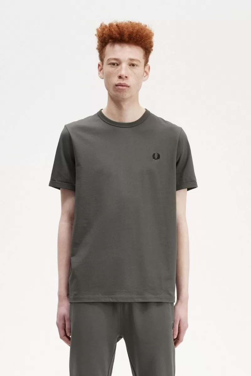 Fred Perry Ringer Men’s T-Shirt Field Green | IHMKB0123 Fred Perry Ringer Men’s T-Shirt Field Green | IHMKB0123