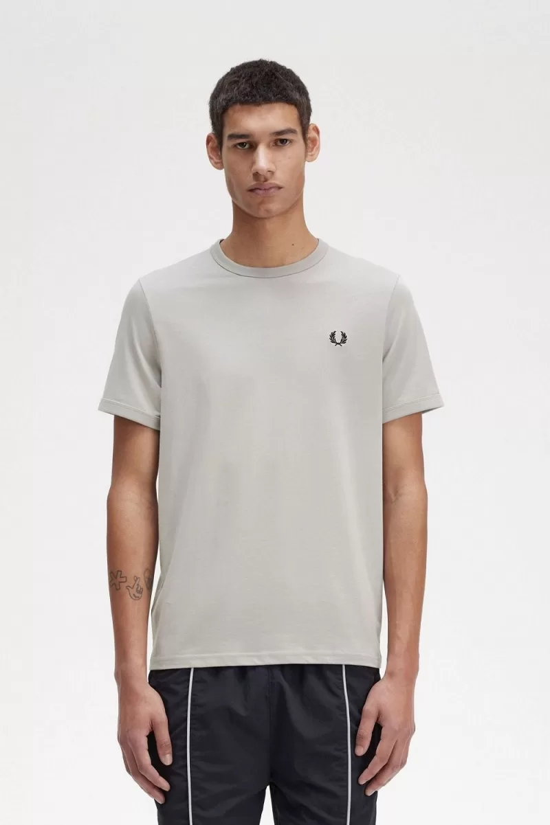 Fred Perry Ringer Men’s T-Shirt Grey | KBJIL5329 Fred Perry Ringer Men’s T-Shirt Grey | KBJIL5329