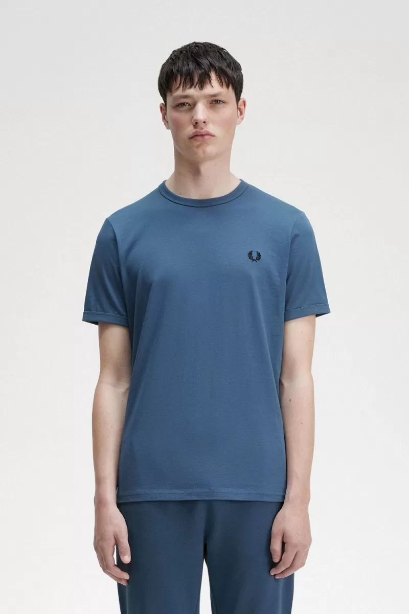 Fred Perry Ringer Men’s T-Shirt Midnight Blue | DRSGZ4152 Fred Perry Ringer Men’s T-Shirt Midnight Blue | DRSGZ4152