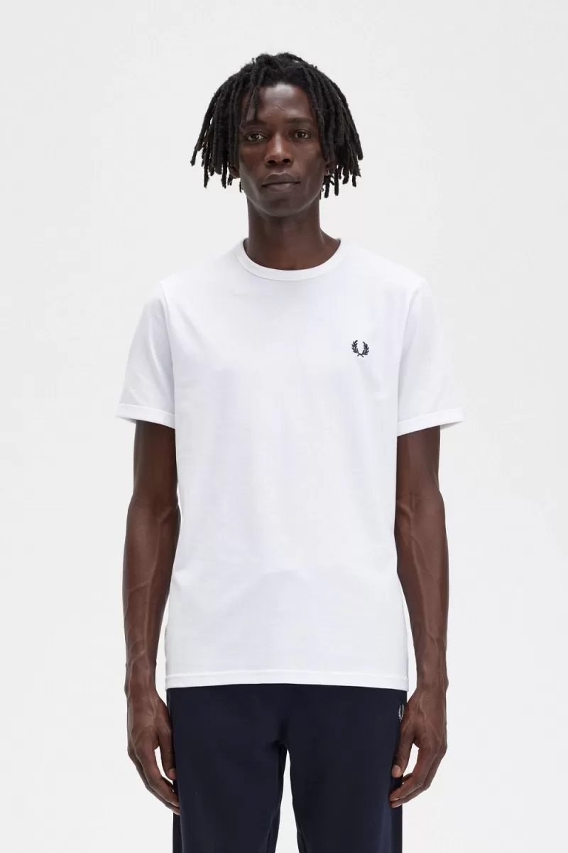 Fred Perry Ringer Men’s T-Shirt White | NDTPZ2810 Fred Perry Ringer Men’s T-Shirt White | NDTPZ2810