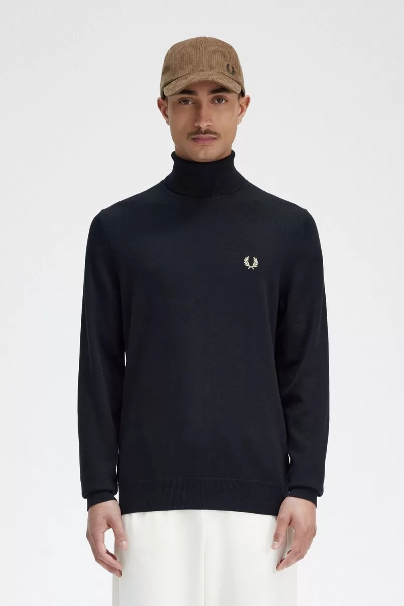 Fred Perry Roll Neck Men’s Jumper Black | CQIMT0132 Fred Perry Roll Neck Men’s Jumper Black | CQIMT0132