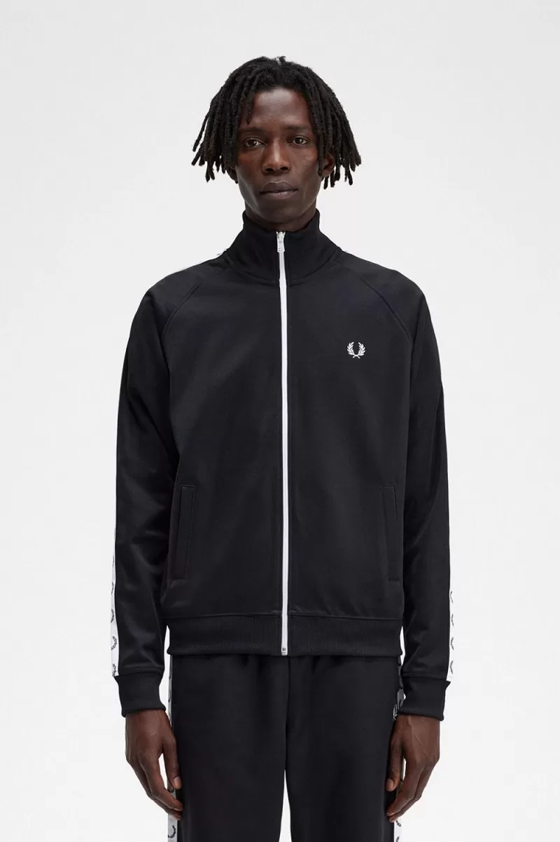 Fred Perry Taped Men’s Track Jackets Black | OQCTI0321 Fred Perry Taped Men’s Track Jackets Black | OQCTI0321