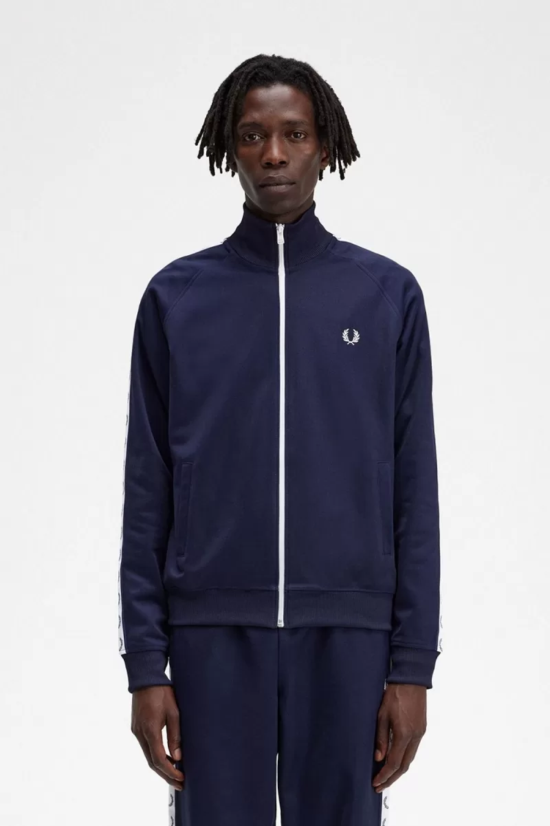 Fred Perry Taped Men’s Track Jackets Carbon Blue | GJFVL0261 Fred Perry Taped Men’s Track Jackets Carbon Blue | GJFVL0261