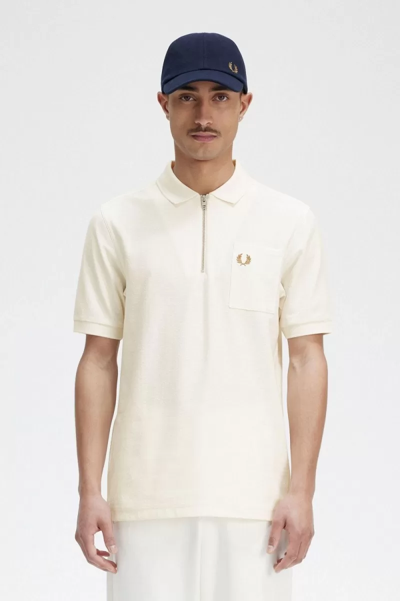 Fred Perry Textured Zip Neck Men’s Polo Shirt Beige | PQCDL4930 Fred Perry Textured Zip Neck Men’s Polo Shirt Beige | PQCDL4930