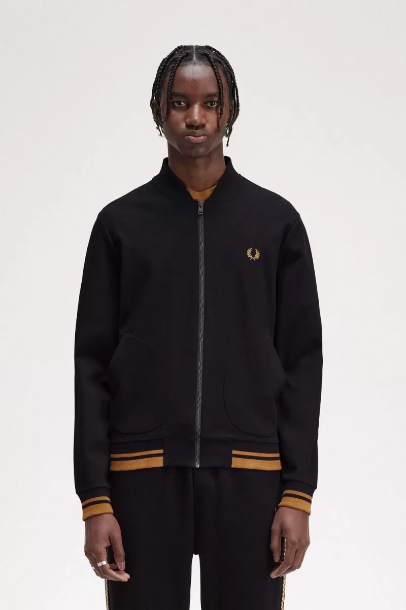 Fred Perry Tipped Detail Men’s Track Jackets Black | NEFZJ5238 Fred Perry Tipped Detail Men’s Track Jackets Black | NEFZJ5238
