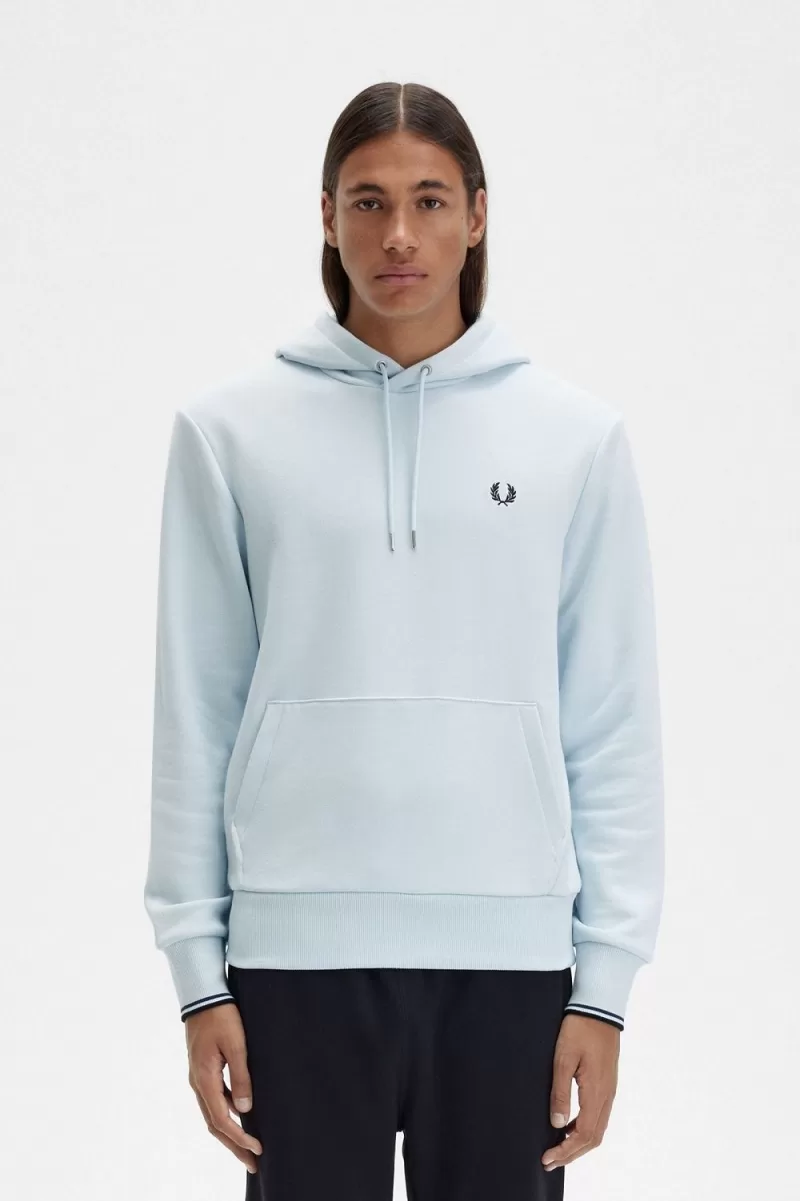 Fred Perry Tipped Hooded Men’s Sweatshirts Light Aqua | SXKBP4163 Fred Perry Tipped Hooded Men’s Sweatshirts Light Aqua | SXKBP4163