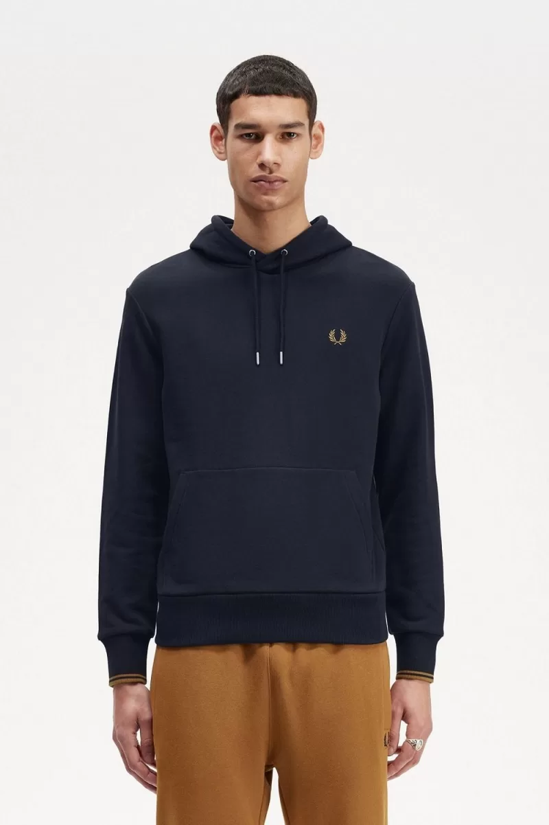 Fred Perry Tipped Hooded Men’s Sweatshirts Navy Dark Coffee | PXFQA3056 Fred Perry Tipped Hooded Men’s Sweatshirts Navy Dark Coffee | PXFQA3056