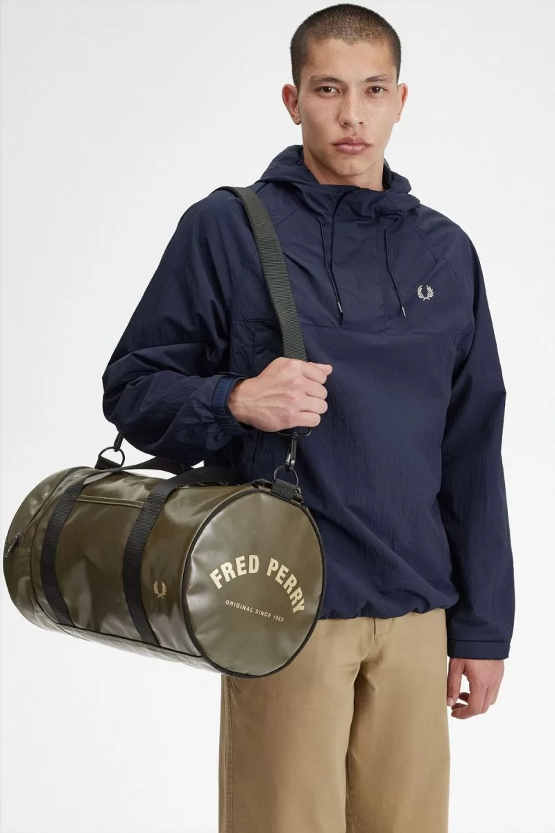 Fred Perry Tonal Barrel Mens Bags Uniform Green Gold ICVSR5946 - Fred Perry Tonal Barrel Men's Bags Uniform Green Gold | ICVSR5946