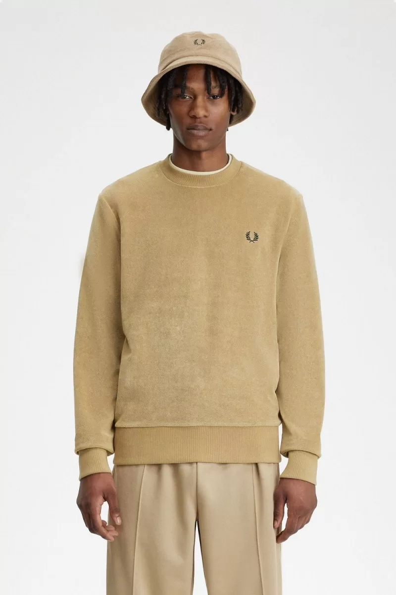 Fred Perry Towelling Crew Neck Men’s Sweatshirts Green | AEKUT8567 Fred Perry Towelling Crew Neck Men’s Sweatshirts Green | AEKUT8567