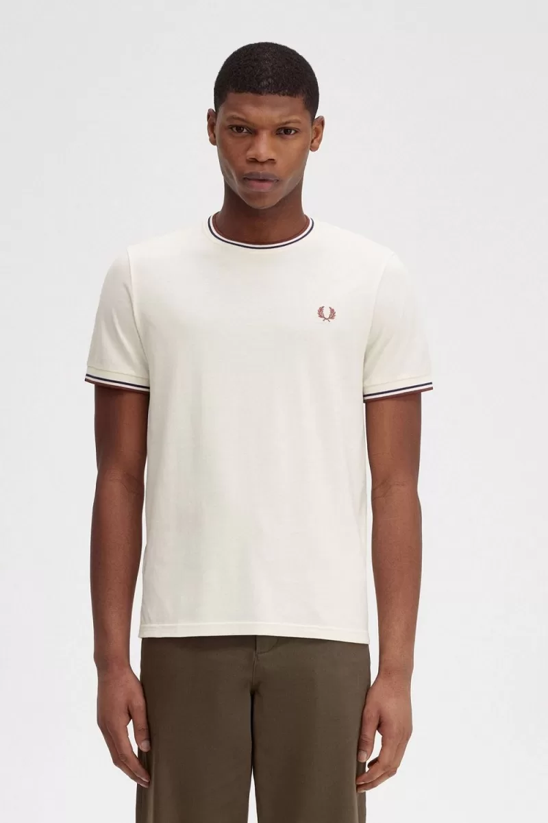 Fred Perry Twin Tipped Men’s T-Shirt Beige Whisky Brown | QAHPC0276 Fred Perry Twin Tipped Men’s T-Shirt Beige Whisky Brown | QAHPC0276