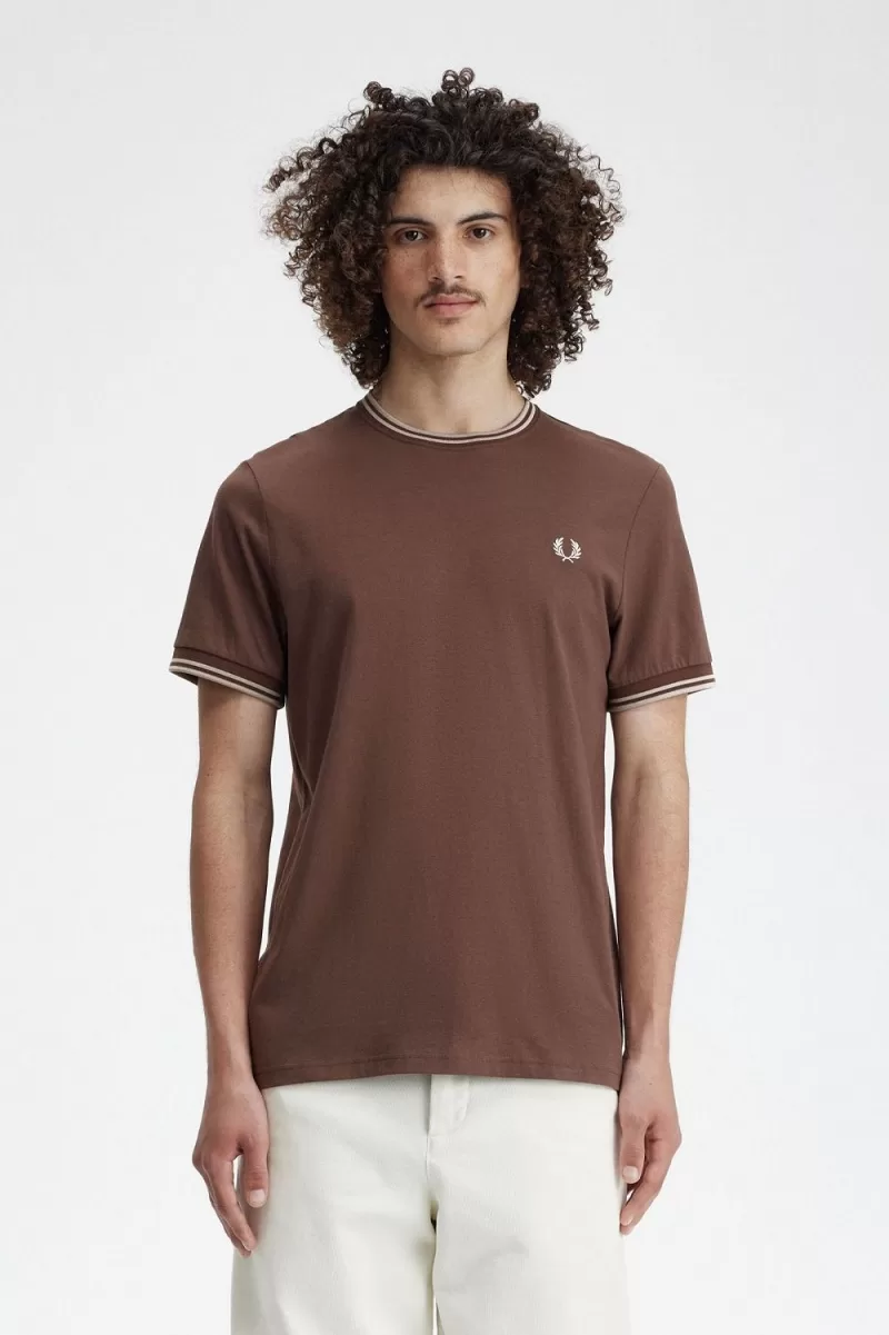 Fred Perry Twin Tipped Men’s T-Shirt Dark Red Warm Grey | ZNLFY0923 Fred Perry Twin Tipped Men’s T-Shirt Dark Red Warm Grey | ZNLFY0923