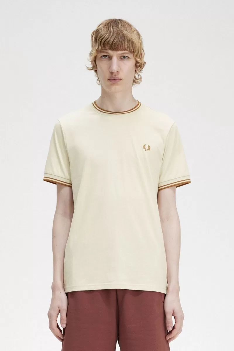 Fred Perry Twin Tipped Men’s T-Shirt Oatmeal | EOSPJ4716 Fred Perry Twin Tipped Men’s T-Shirt Oatmeal | EOSPJ4716