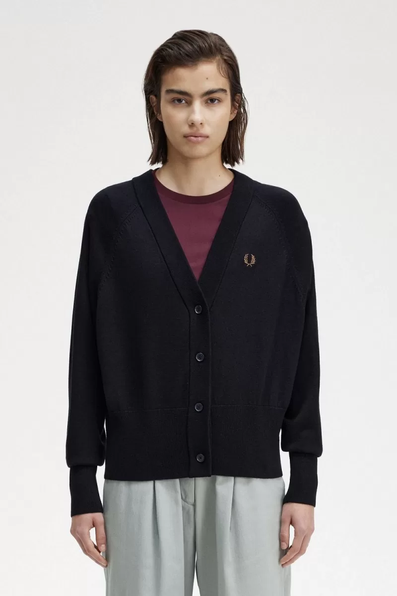 Fred Perry V-Neck Women’s Cardigan Navy | NATYV3458 Fred Perry V-Neck Women’s Cardigan Navy | NATYV3458