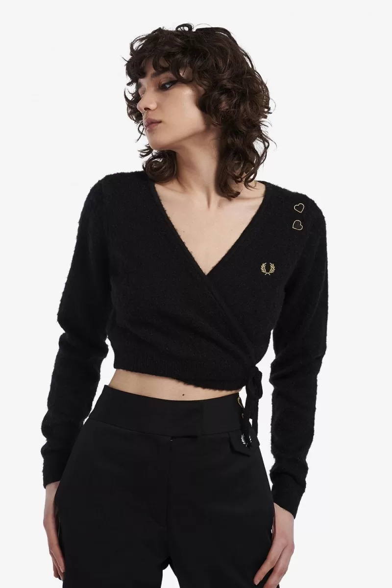 Fred Perry Wrap Women’s Cardigan Black | IQYMZ9261 Fred Perry Wrap Women’s Cardigan Black | IQYMZ9261